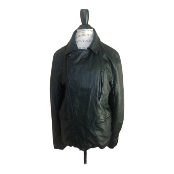 Women’s Black Motorcycle Jacket Size M Faux Leather - Picture 3 of 8